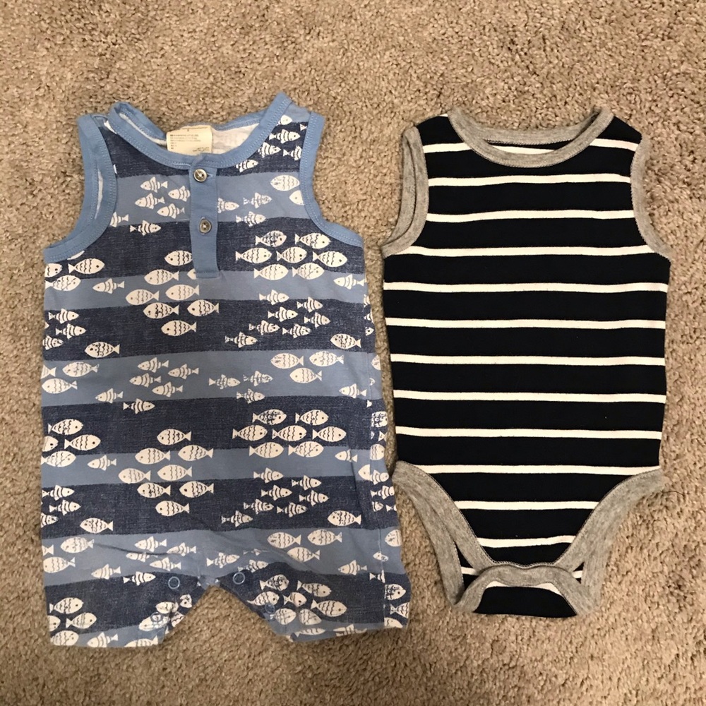 2 x Baby Boy Rompers (6-9 months)